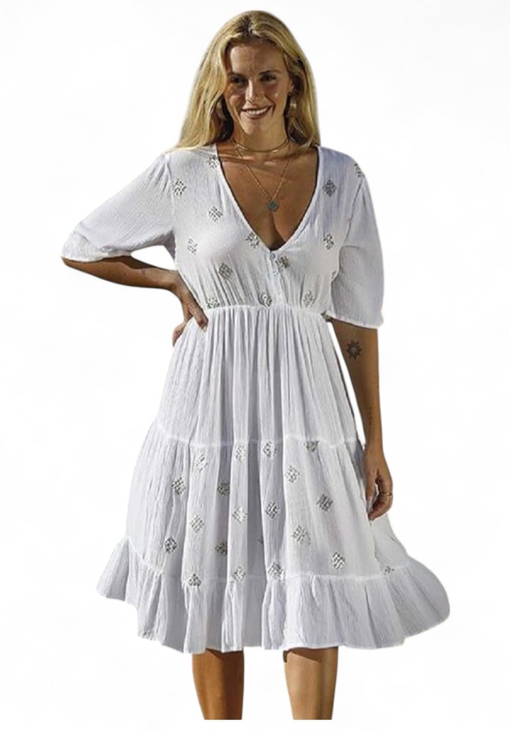 Vestido Manga corta Bco