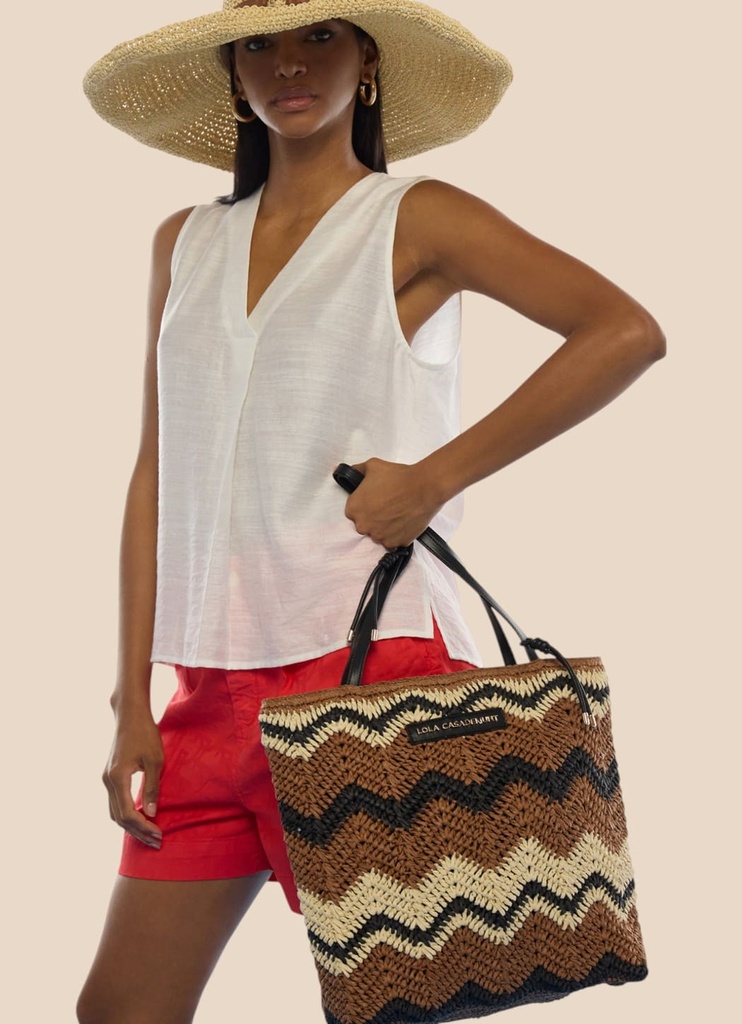 Bolso Espiga Negro Marrón  LC