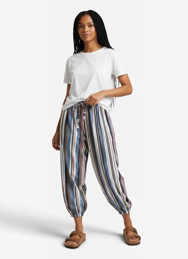Pantalón Bombacho Rayas Az