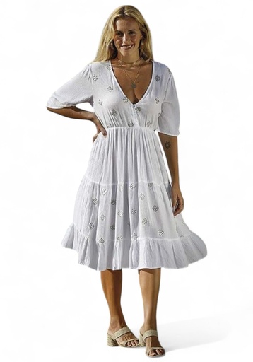 Vestido Manga corta Bco