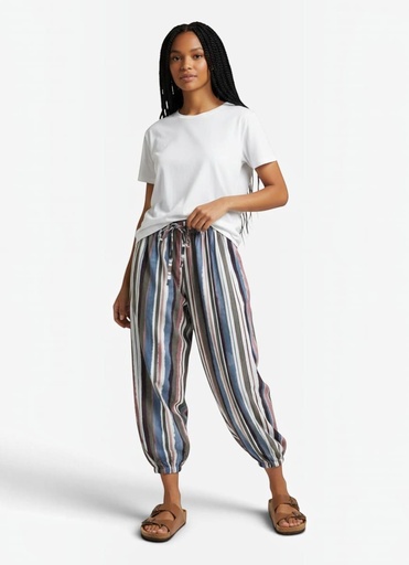[3225Az] Pantalón Bombacho Rayas Az