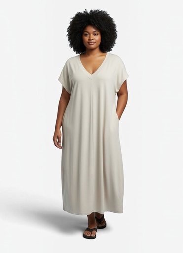 [8853] Vestido Over Size Beige