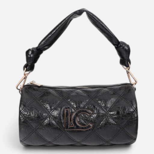 [LF2604092-00N 2i6] Bandolera tipo barrel acolchada con doble pespunte NEGRO Ng LC