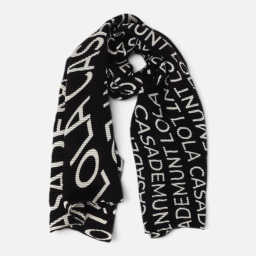 [LF2607025-2N1 2i6] Fular plisado con logotipo NEGRO-Gris Ng LC